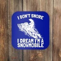 Snowmobile Dream Snore I Snoring Rider Driver Cool Gift Coaster thumb 0