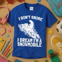 Snowmobile Dream Snore I Snoring Rider Driver Cool Gift Kids T-Shirt thumb 3