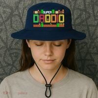 Super Dad Super Daddio Gift Cute Funny Daddy Gift Bucket Hat thumb 3