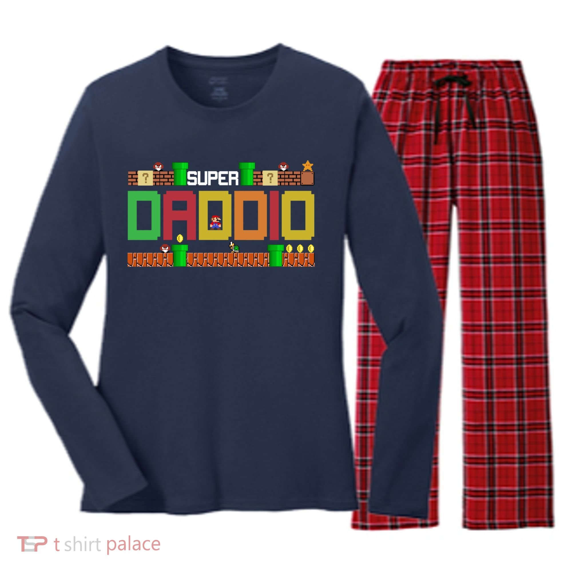 Super Dad Super Daddio Gift Cute Funny Daddy Gift Women's Long Sleeve Flannel Pajama Set 
