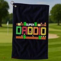 Super Dad Super Daddio Gift Cute Funny Daddy Gift Golf Towel thumb 1