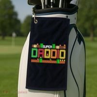Super Dad Super Daddio Gift Cute Funny Daddy Gift Golf Towel thumb 2