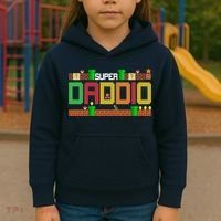 Super Dad Super Daddio Gift Cute Funny Daddy Gift Kids Hoodie thumb 3