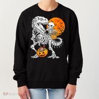 Skeleton Dinosaur T Rex Boys Halloween Mummy Funny Pumpkin Women's Sweatshirt thumb 0