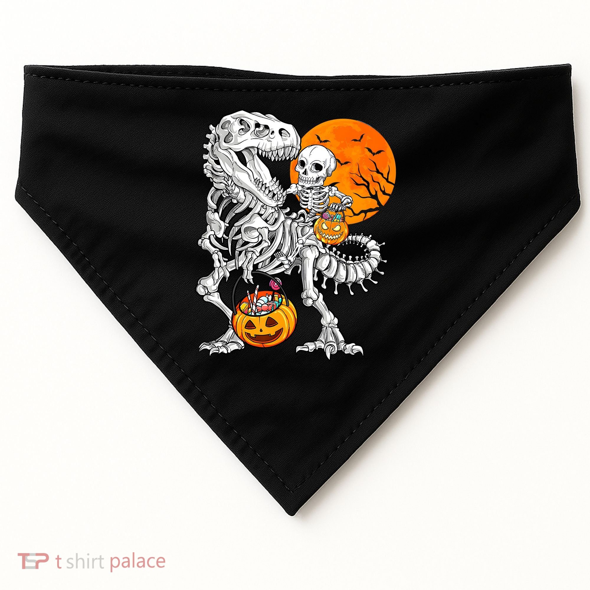 Skeleton Dinosaur T Rex Boys Halloween Mummy Funny Pumpkin USA-Made Doggie Bandana
