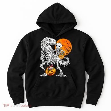 Skeleton Dinosaur T Rex Boys Halloween Mummy Funny Pumpkin Hoodie