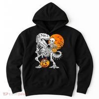Skeleton Dinosaur T Rex Boys Halloween Mummy Funny Pumpkin Hoodie thumb 0