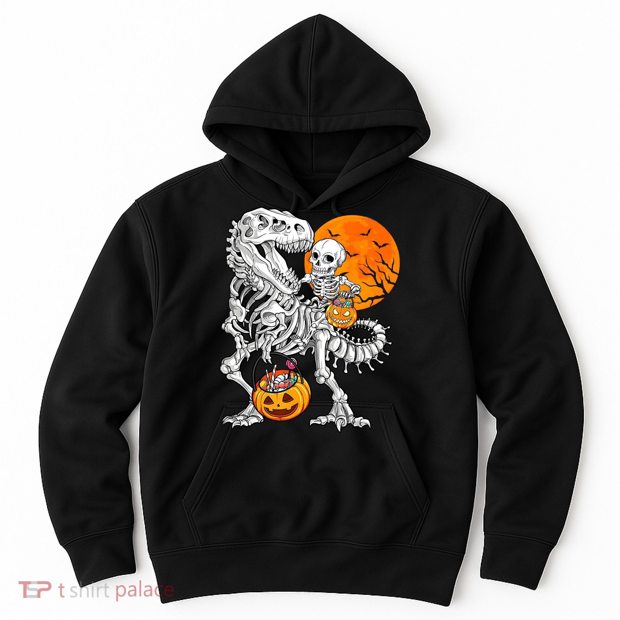 Skeleton Dinosaur T Rex Boys Halloween Mummy Funny Pumpkin Hoodie