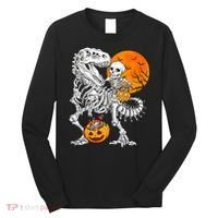 Skeleton Dinosaur T Rex Boys Halloween Mummy Funny Pumpkin Long Sleeve Shirt thumb 0