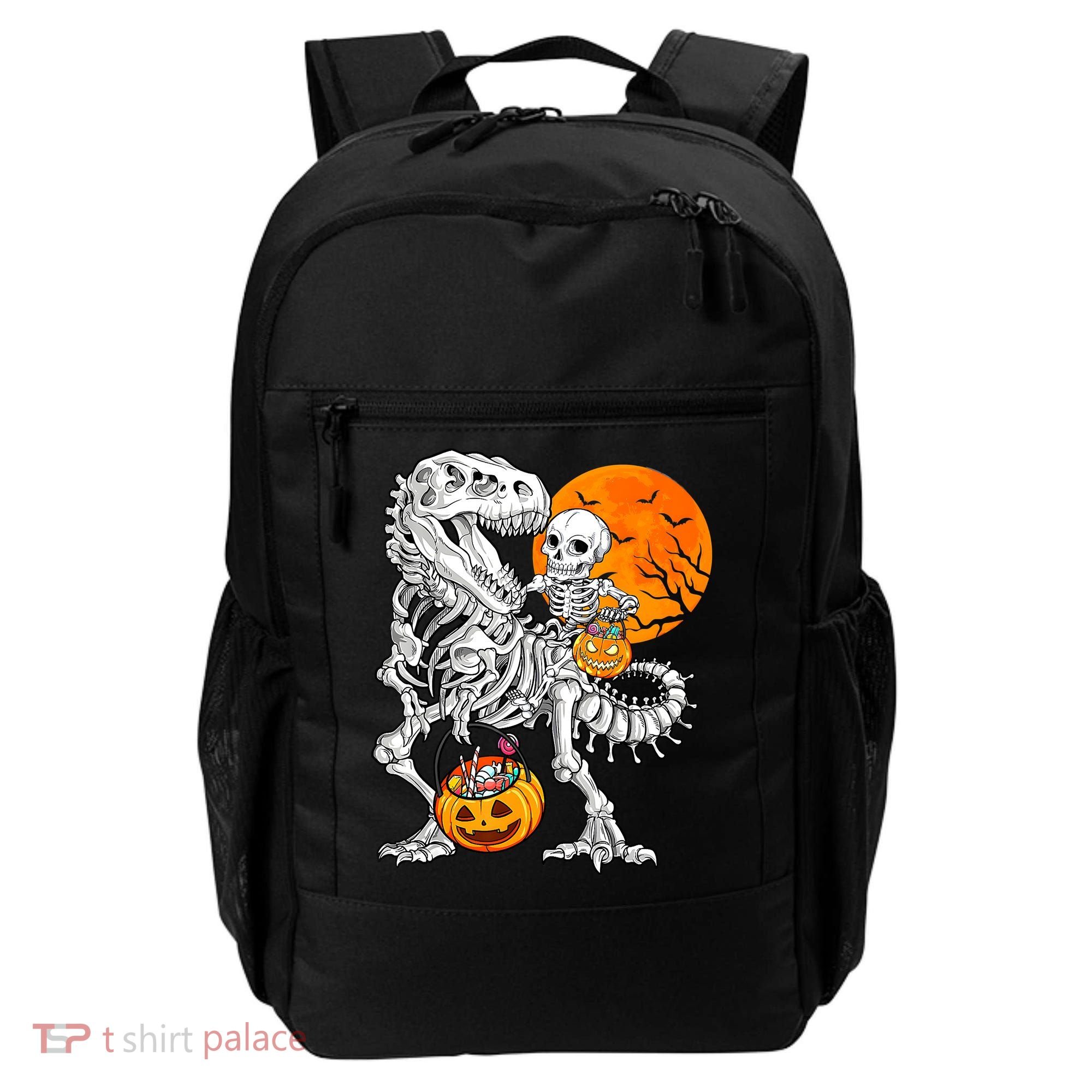 Skeleton Dinosaur T Rex Boys Halloween Mummy Funny Pumpkin Backpack
