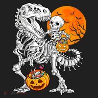 Skeleton Dinosaur T Rex Boys Halloween Mummy Funny Pumpkin Beanie thumb 2