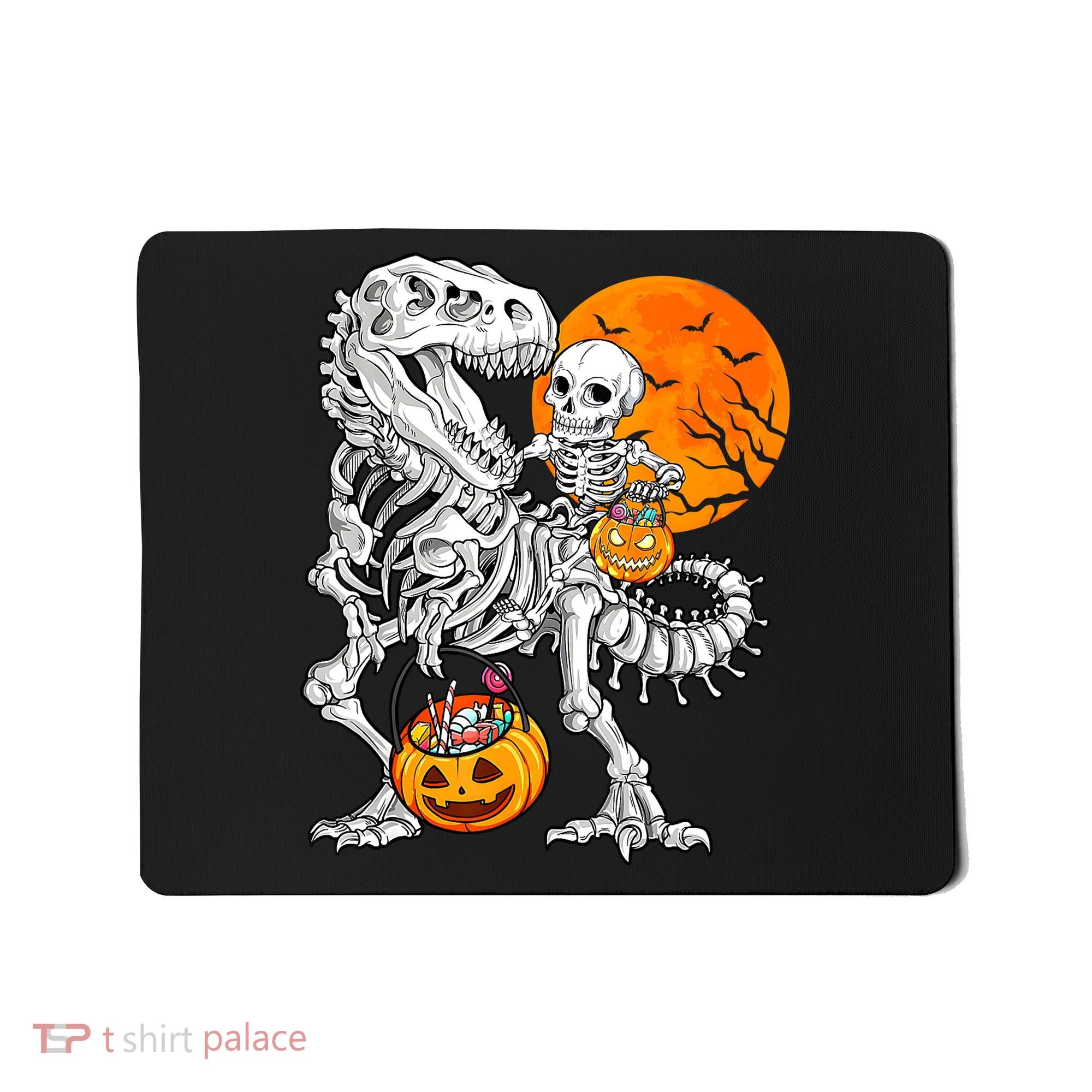Skeleton Dinosaur T Rex Boys Halloween Mummy Funny Pumpkin Mousepad