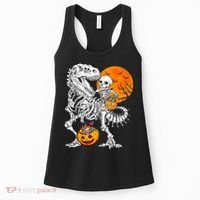 Skeleton Dinosaur T Rex Boys Halloween Mummy Funny Pumpkin Women's Tank Top thumb 0
