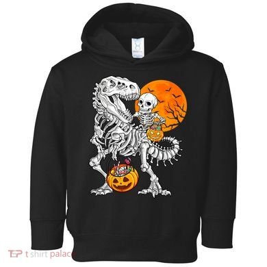 Skeleton Dinosaur T Rex Boys Halloween Mummy Funny Pumpkin Toddler Hoodie