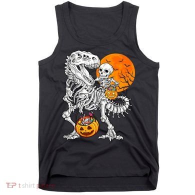 Skeleton Dinosaur T Rex Boys Halloween Mummy Funny Pumpkin Tank Top