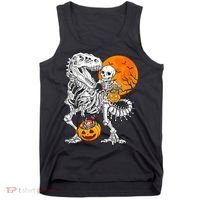 Skeleton Dinosaur T Rex Boys Halloween Mummy Funny Pumpkin Tank Top thumb 0
