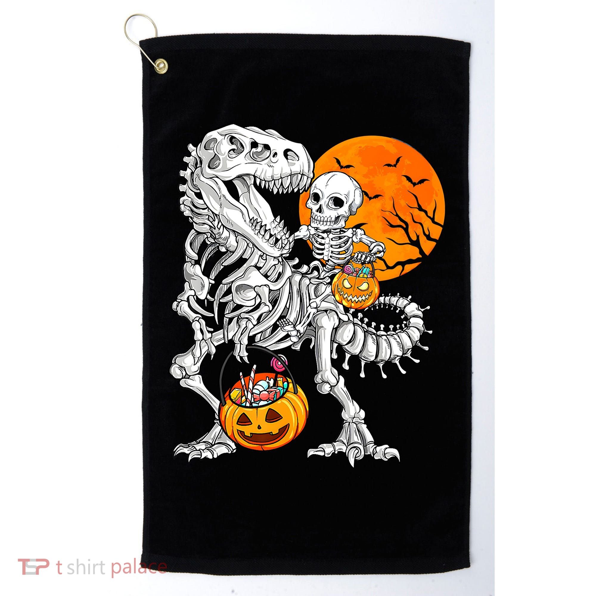 Skeleton Dinosaur T Rex Boys Halloween Mummy Funny Pumpkin Golf Towel