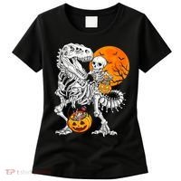 Skeleton Dinosaur T Rex Boys Halloween Mummy Funny Pumpkin Women's T-Shirt thumb 0