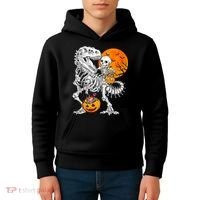 Skeleton Dinosaur T Rex Boys Halloween Mummy Funny Pumpkin Kids Hoodie thumb 4