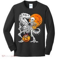 Skeleton Dinosaur T Rex Boys Halloween Mummy Funny Pumpkin Kids Long Sleeve Shirt thumb 0
