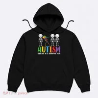 skeleton dancing to a different beat - autism awareness gift Hoodie thumb 0