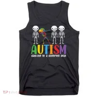 skeleton dancing to a different beat - autism awareness gift Tank Top thumb 0