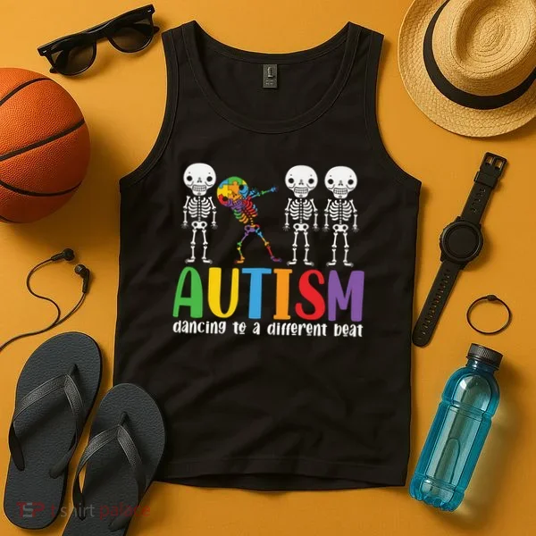 skeleton dancing to a different beat - autism awareness gift Tank Top