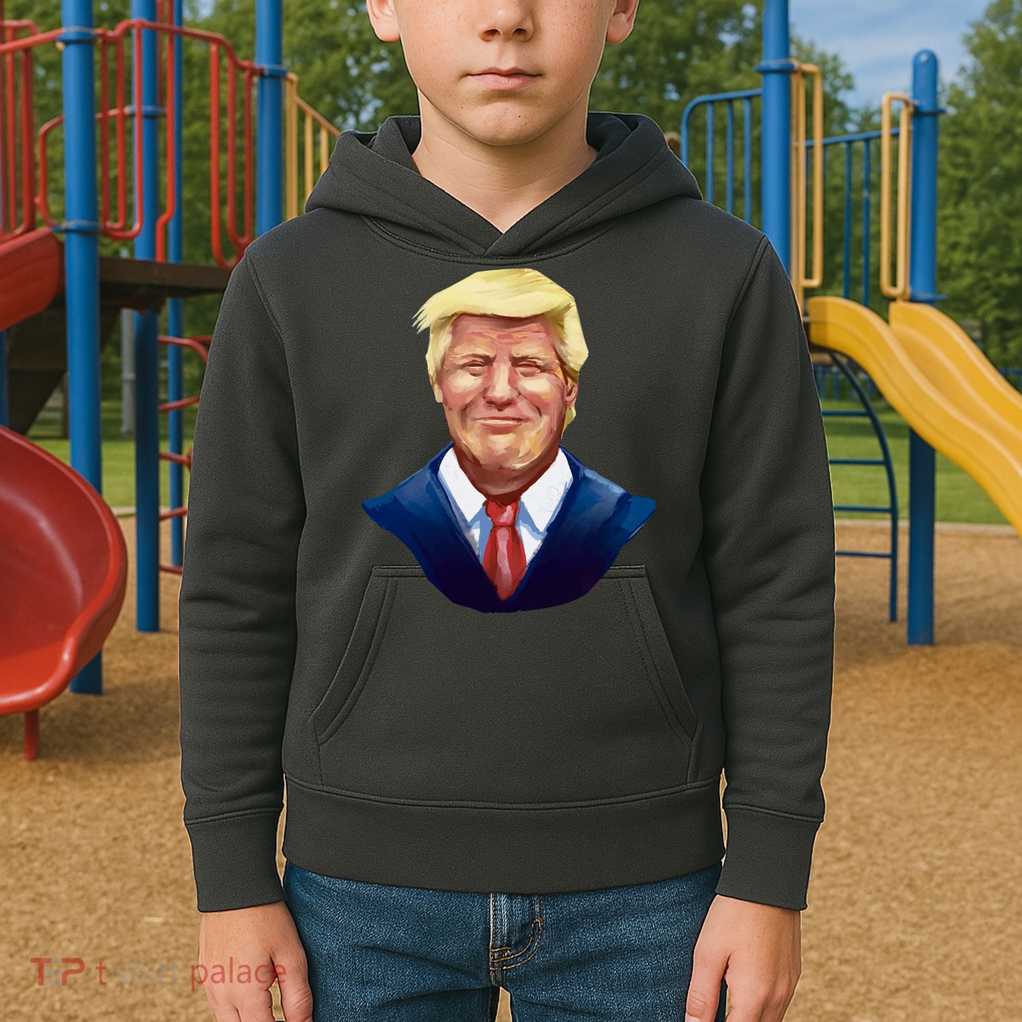 Smiling Donald Trump Portrait Kids Hoodie