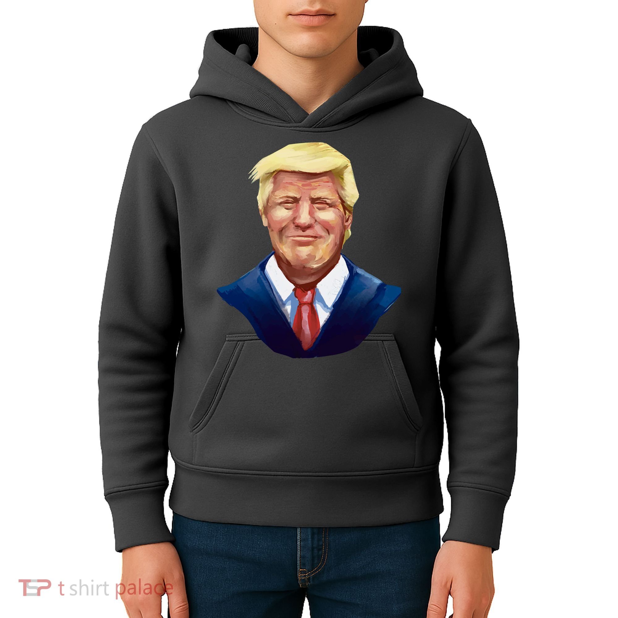 Smiling Donald Trump Portrait Kids Hoodie