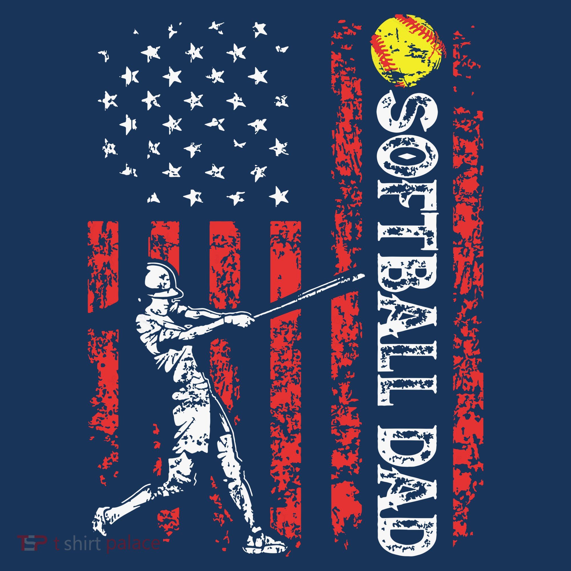 Softball Dad US Flag Gifts For Dad Men Patriotic Fathers Day Beanie
