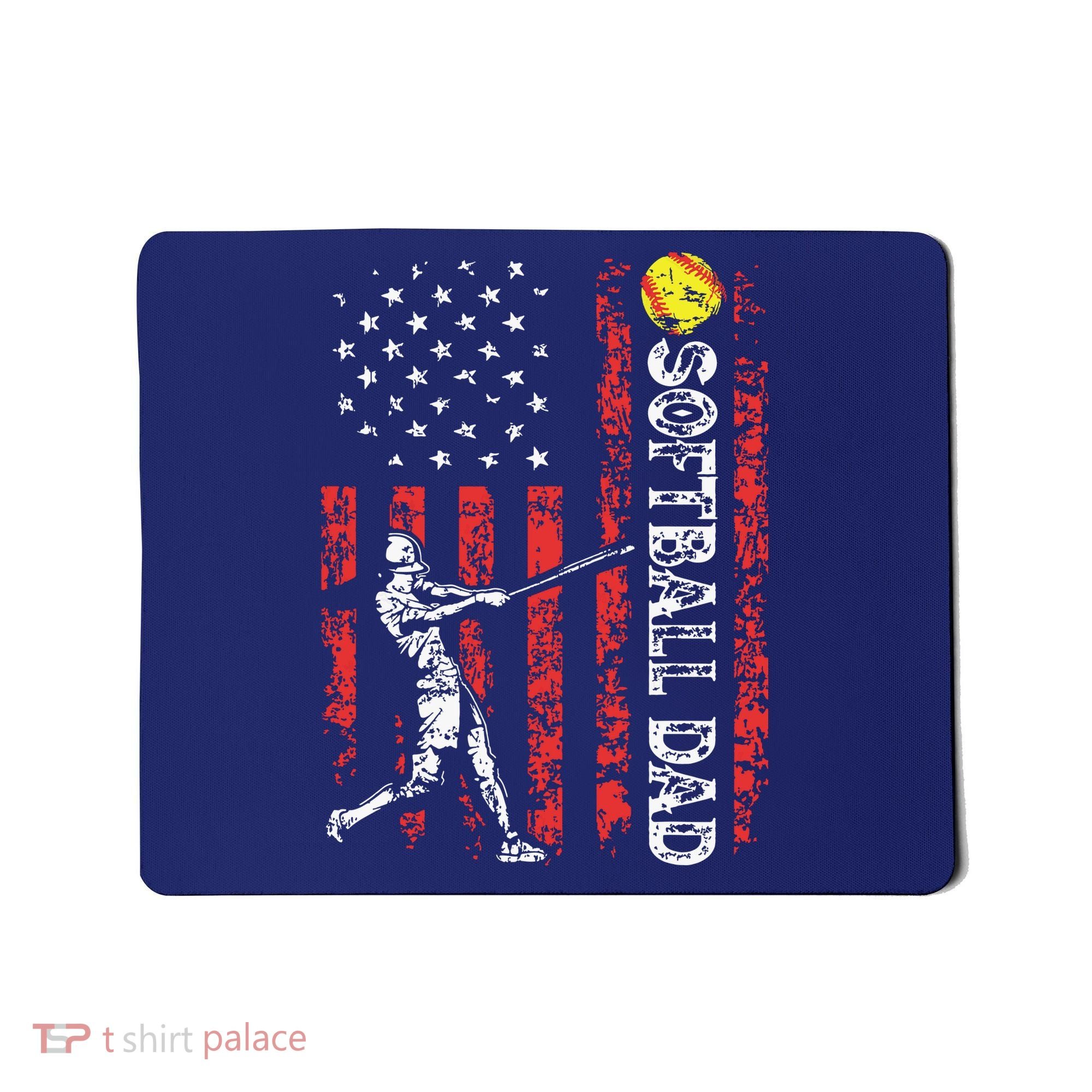 Softball Dad US Flag Gifts For Dad Men Patriotic Fathers Day Mousepad