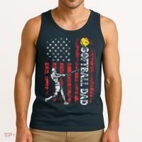 Softball Dad US Flag Gifts For Dad Men Patriotic Fathers Day Tank Top thumb 3