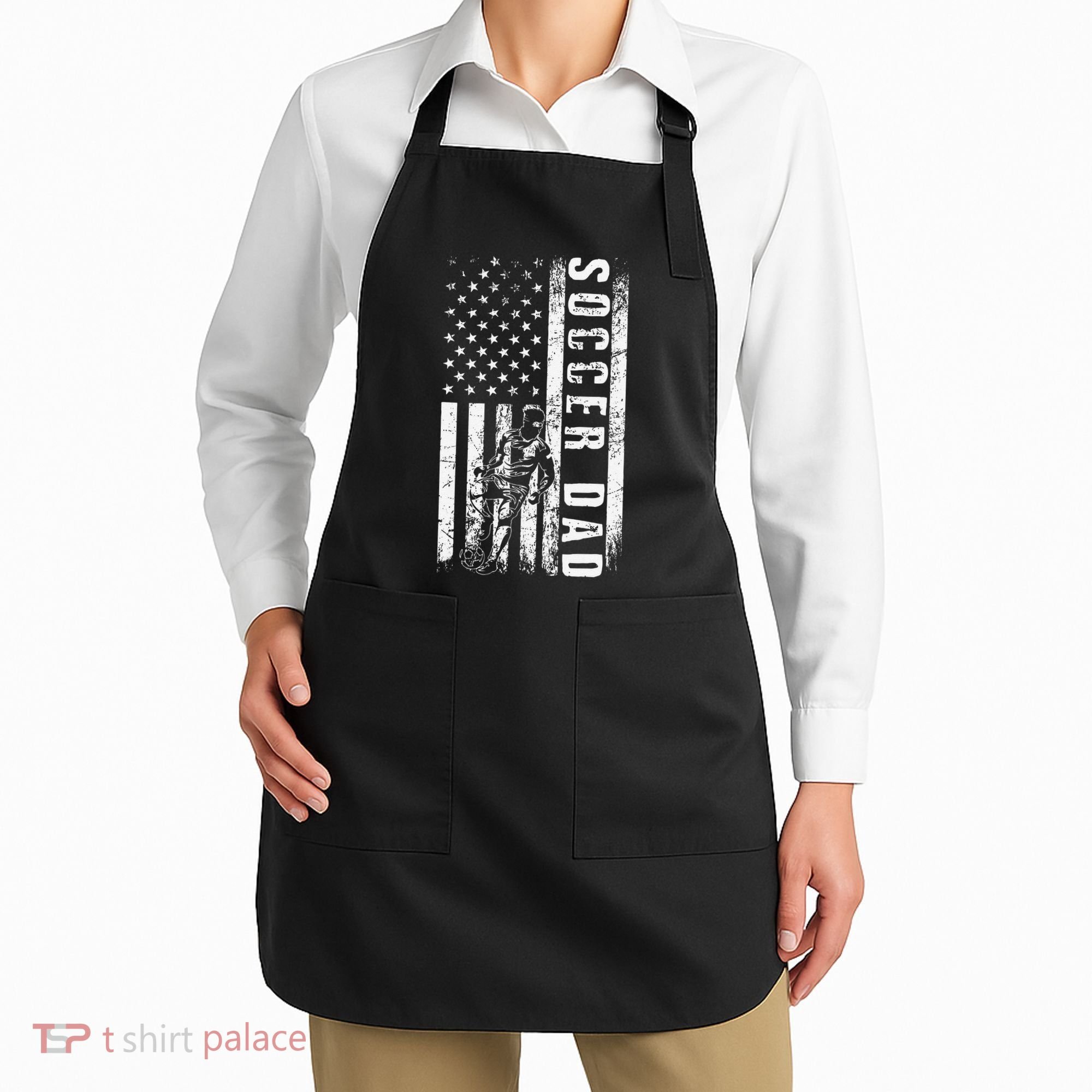 Soccer DAD USA Flag Soccer Team Fan DADDY Fathers Day Apron