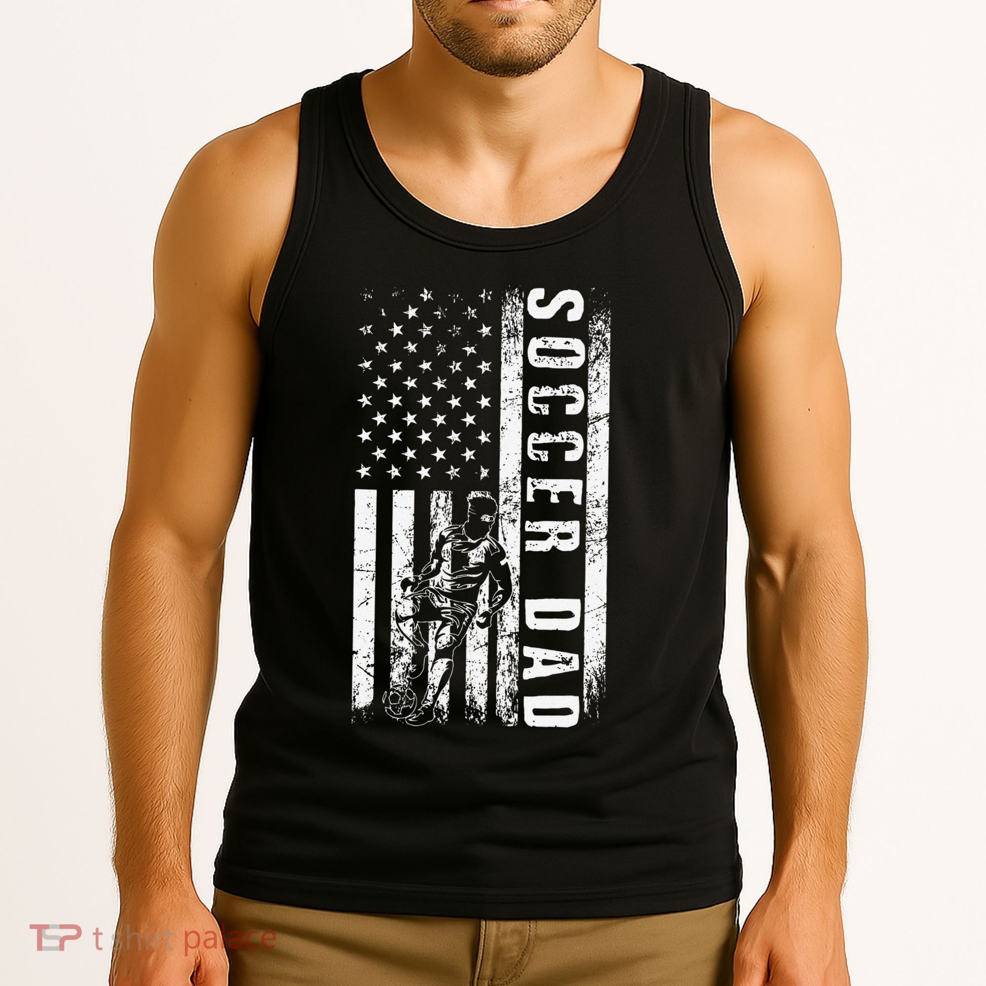 Soccer DAD USA Flag Soccer Team Fan DADDY Fathers Day Tank Top