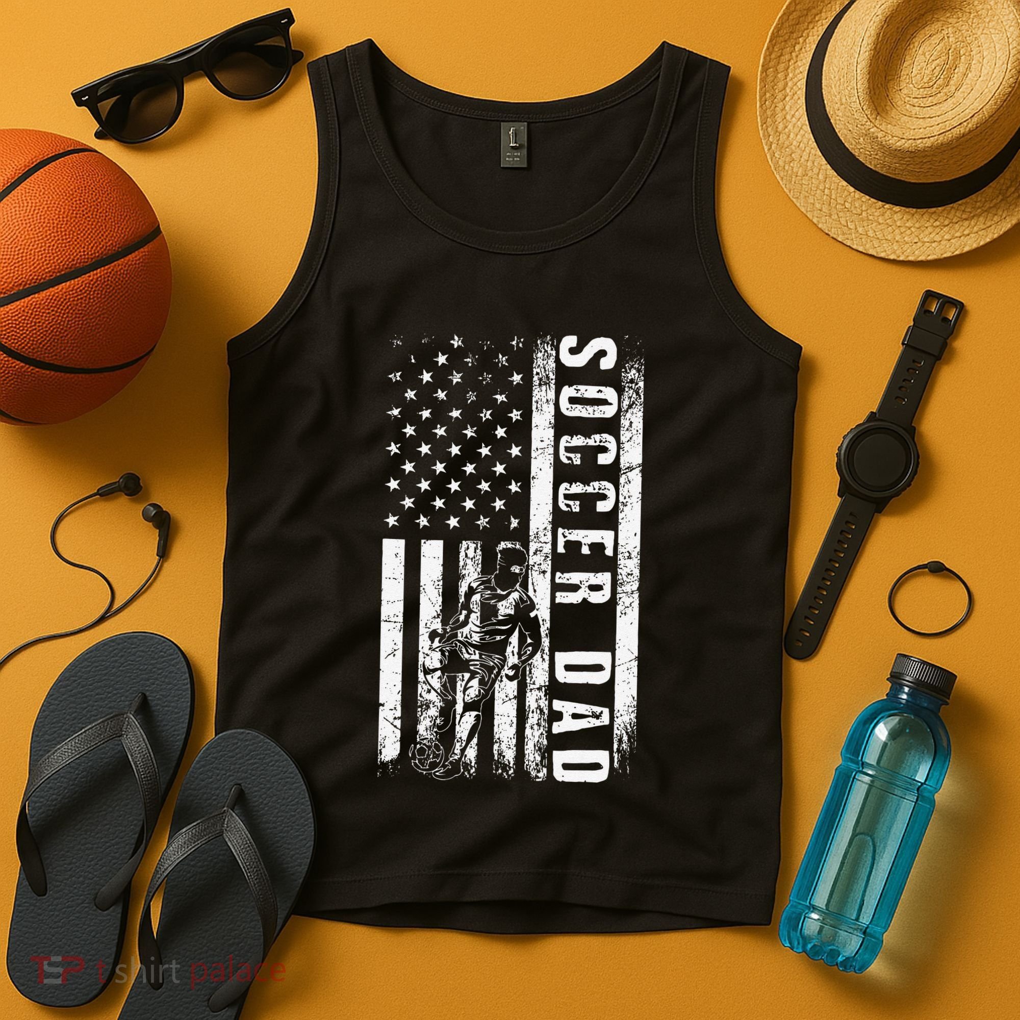 Soccer DAD USA Flag Soccer Team Fan DADDY Fathers Day Tank Top