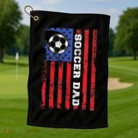 Soccer Dad Usa Flag All American Fathers Golf Towel thumb 1
