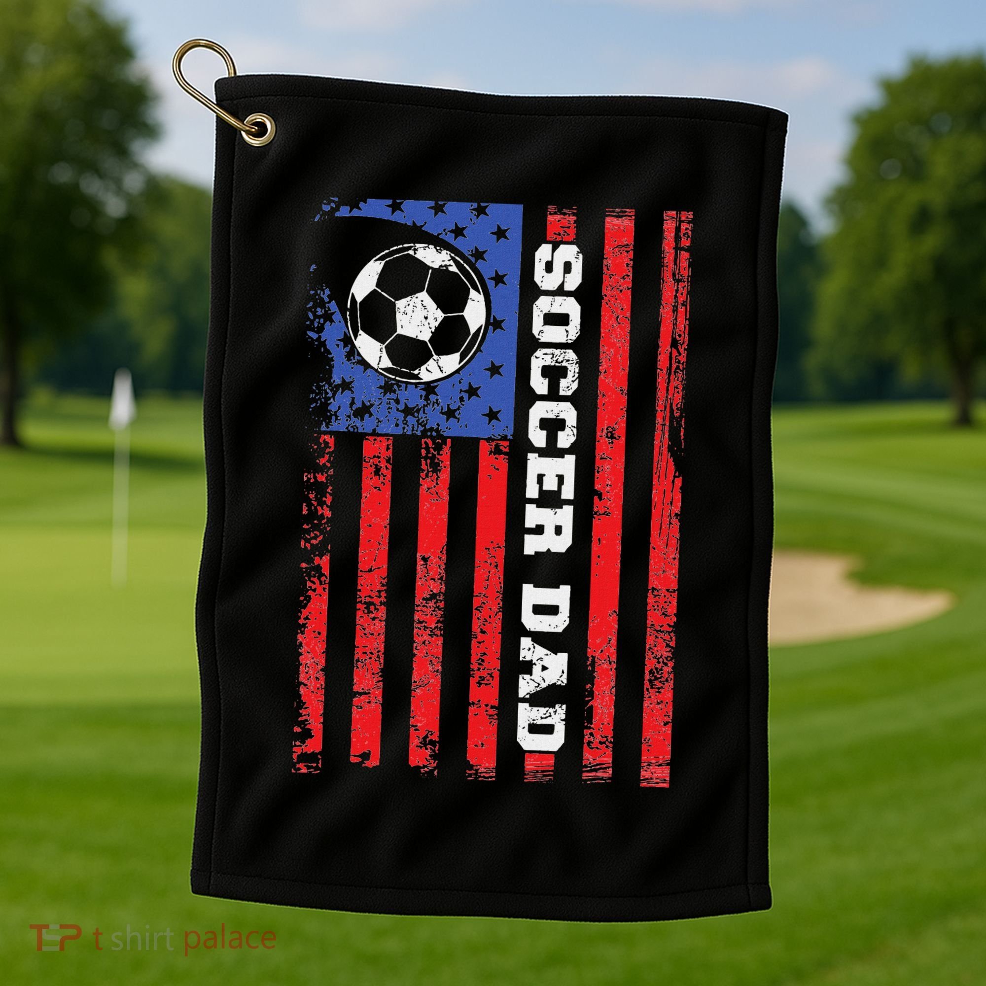 Soccer Dad Usa Flag All American Fathers Golf Towel