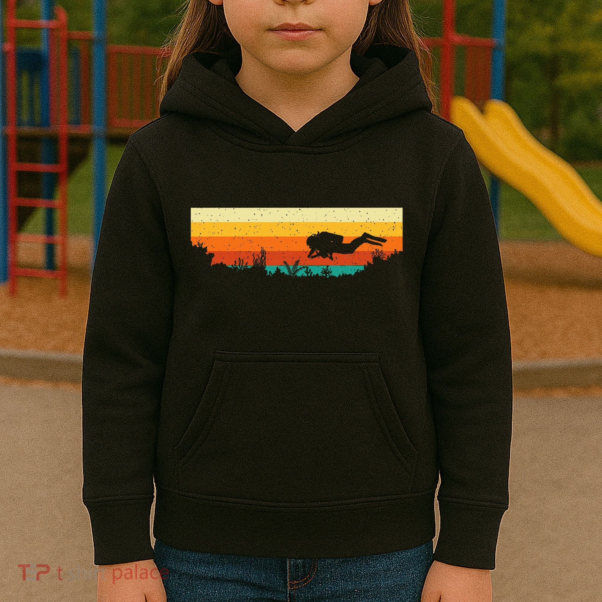 Scuba Diver Underwater Freediving Scuba Diving Kids Hoodie