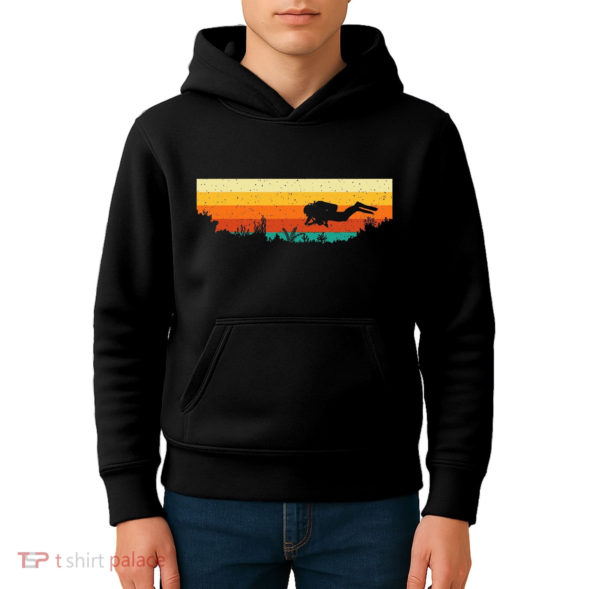 Scuba Diver Underwater Freediving Scuba Diving Kids Hoodie