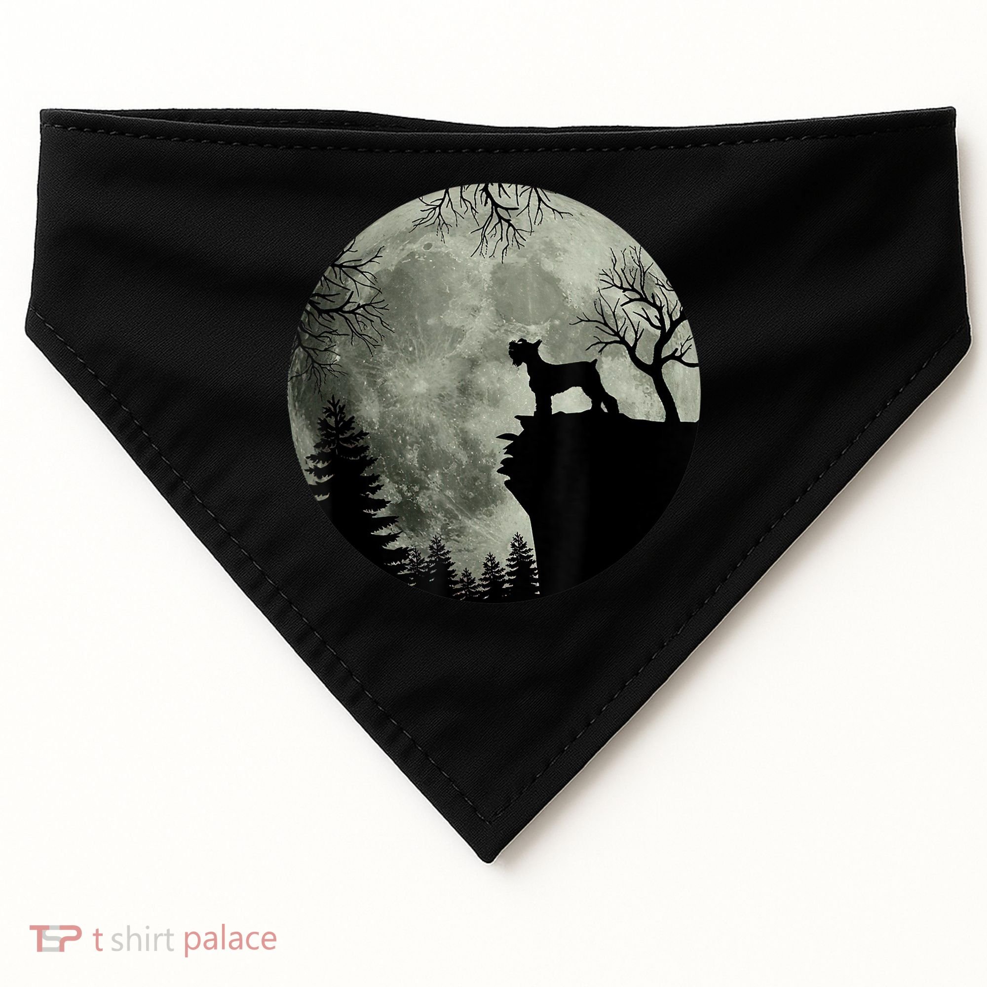 Schnauzer Dog Under Moon Halloween Costume USA-Made Doggie Bandana