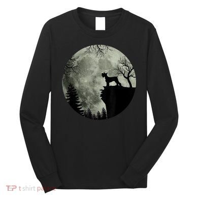 Schnauzer Dog Under Moon Halloween Costume Long Sleeve Shirt