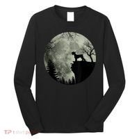 Schnauzer Dog Under Moon Halloween Costume Long Sleeve Shirt thumb 0
