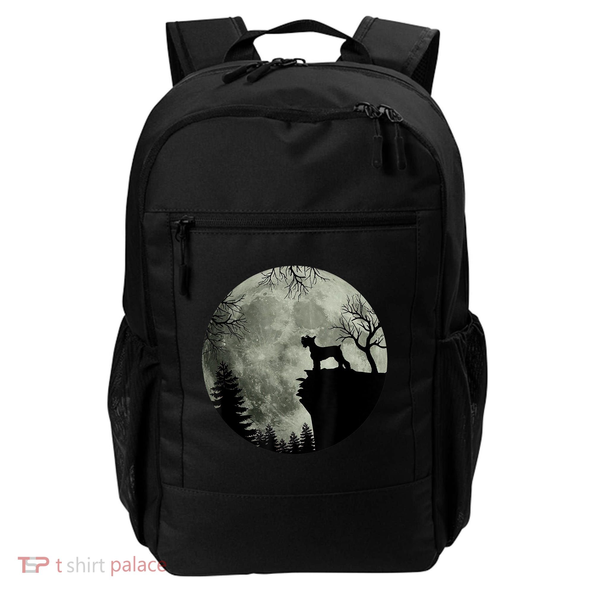 Schnauzer Dog Under Moon Halloween Costume Backpack