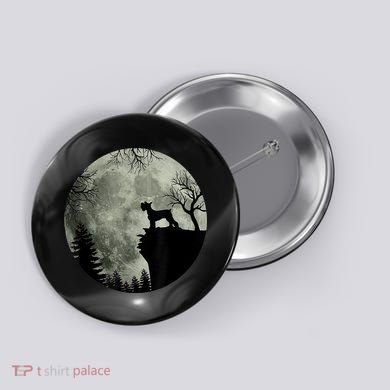 Schnauzer Dog Under Moon Halloween Costume Button
