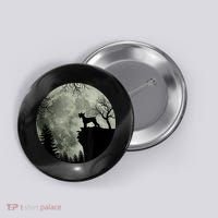 Schnauzer Dog Under Moon Halloween Costume Button thumb 0