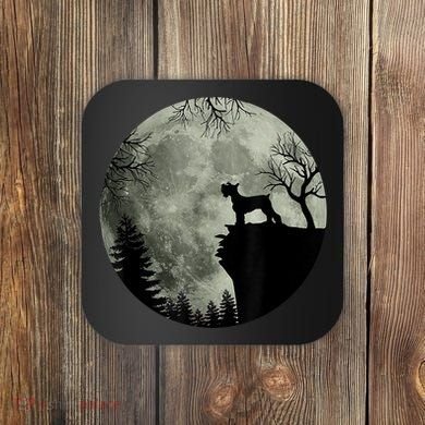 Schnauzer Dog Under Moon Halloween Costume Coaster