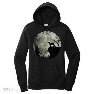 Schnauzer Dog Under Moon Halloween Costume Women's Hoodie