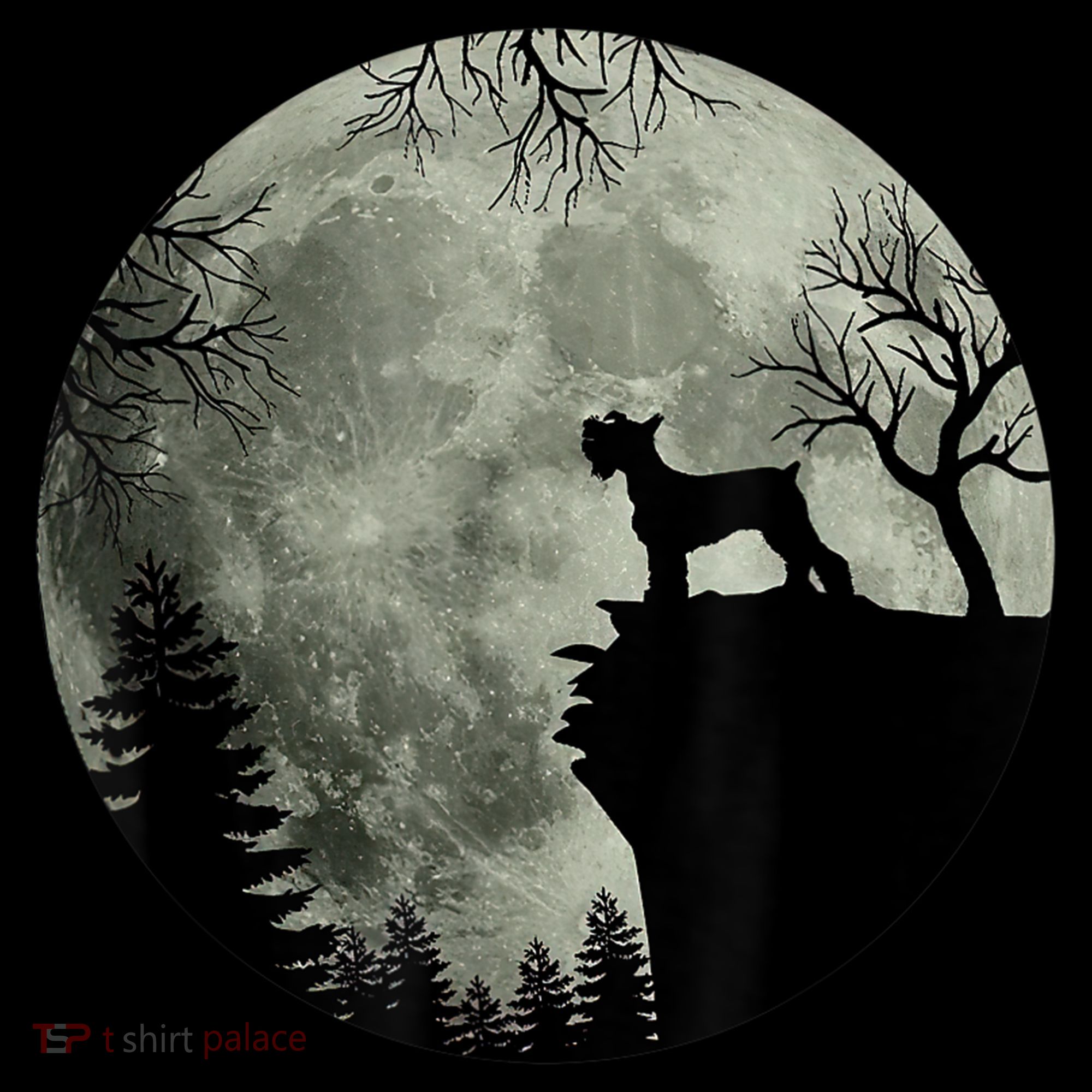 Schnauzer Dog Under Moon Halloween Costume Women's Hoodie
