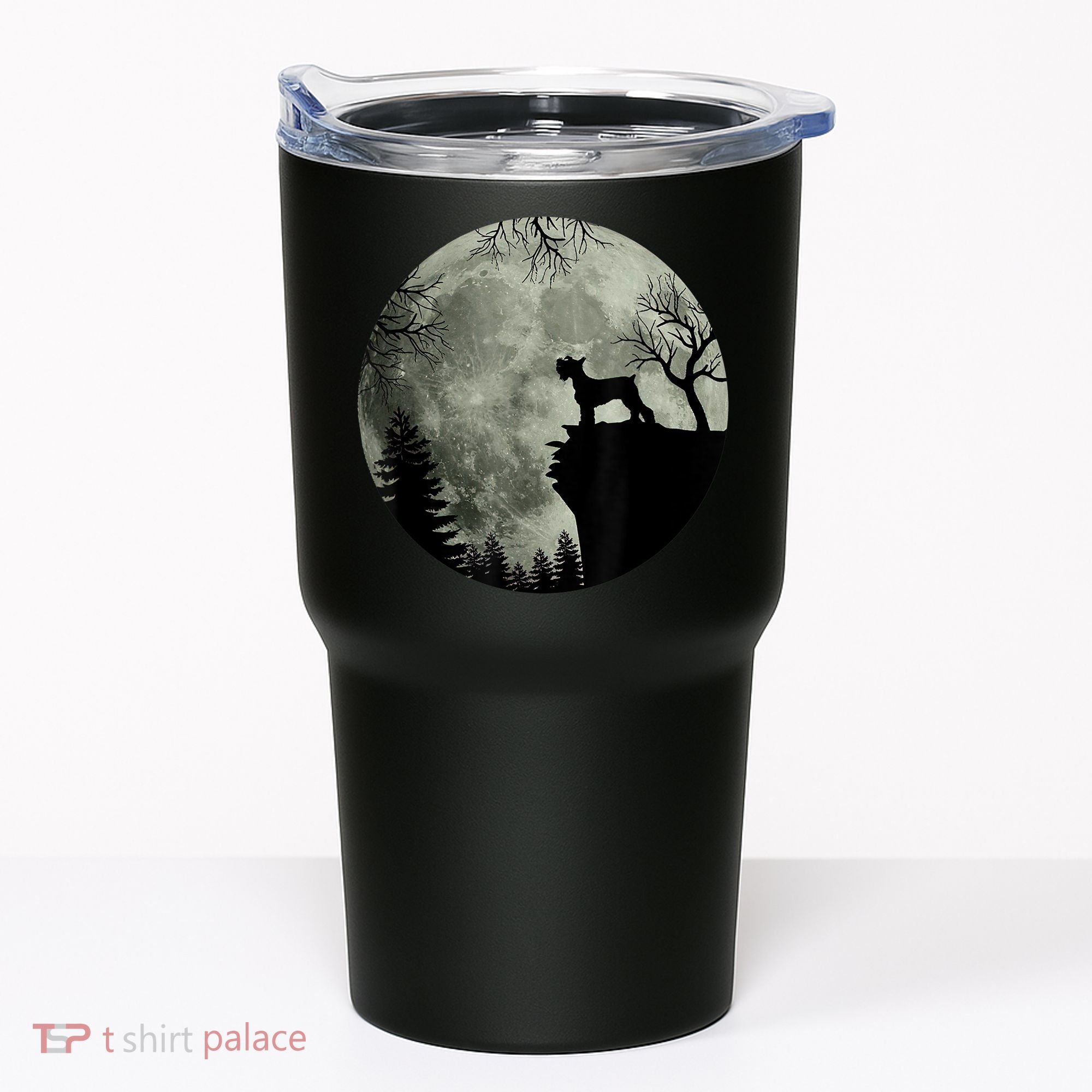 Schnauzer Dog Under Moon Halloween Costume Tumbler