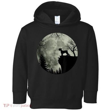 Schnauzer Dog Under Moon Halloween Costume Toddler Hoodie